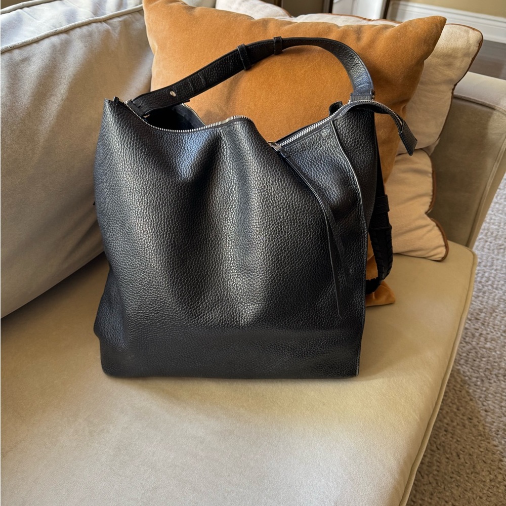 All Saints Black Textured Leather Bag